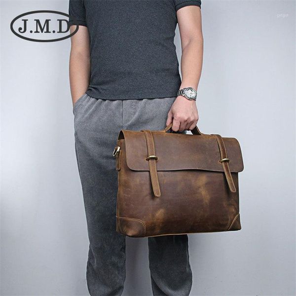 

j.m.d bag for documents men's bag vintage full grain leather briefcase handbag fashion messenger shoulder portfolio satchel1