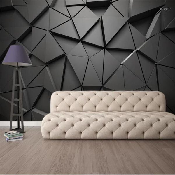 

wallpapers custom 3d geometric abstract grey triangle background wallpaper mural1