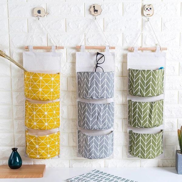 

storage boxes & bins hanging bag wall mounted wardrobe sundries container fabric cotton pouch cosmetic toys organizer1