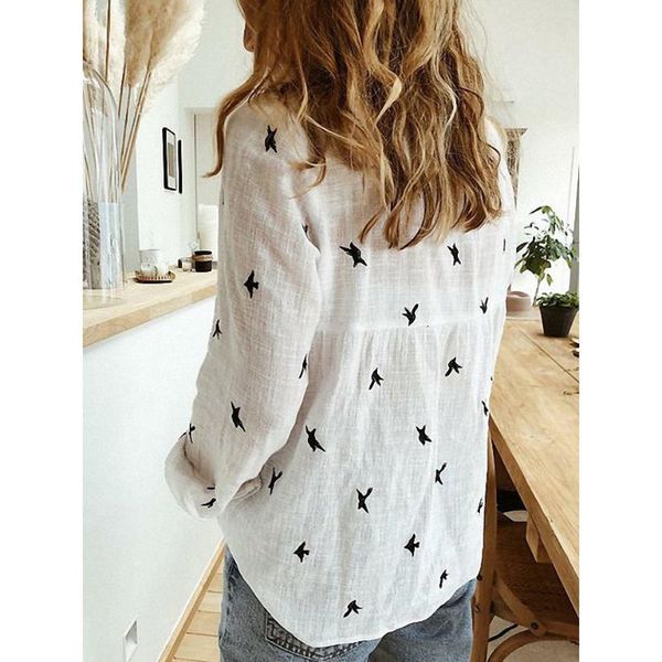 

women's blouses & shirts women 2021 long sleeve animal print blouse casual loose office shirt plus size fashion vintage womens, White