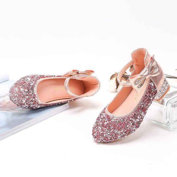 

athletic & outdoor girls sequined shiny princess shoes little girl crystal high heels spring and autumn children's single christmas gif, Black