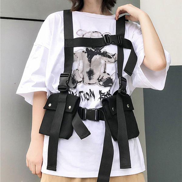 

tactical vest 2019 fashion streetwear bag for men hip hop chest rig bag adjustable multiple pockets canvas men's vest chest bags c1103