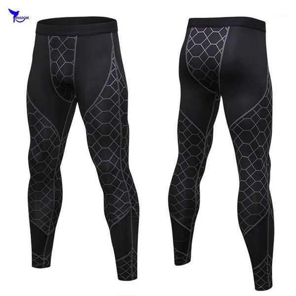 

running pants quick drying elastic grid printed tights men gym fitness yoga trousers crossfit jogging sports leggings sportswear pants1, Black;blue