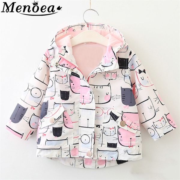 

menoea children clothes jacket 2020 spring & autumn girls clothes cat pattern hooded kids clothing 3-7y baby outerwear & coats lj201130, Blue;gray