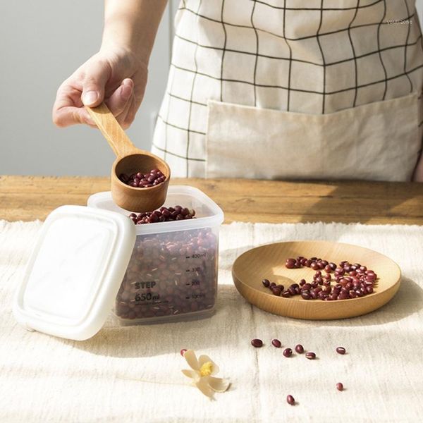 

vacuum plastic coffee sealed set with scale bar mark square kitchen storage box innovative grain storage box1