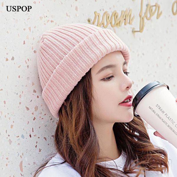 

beanies uspop 2021 winter hats women men skullies knitted solid color