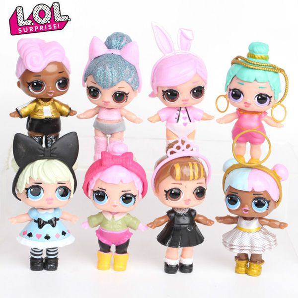 

l.o.l. surprise 8pcs/set lol surprise doll ornaments toy confetti glitter series action figures anime for kids toys for girls 1011