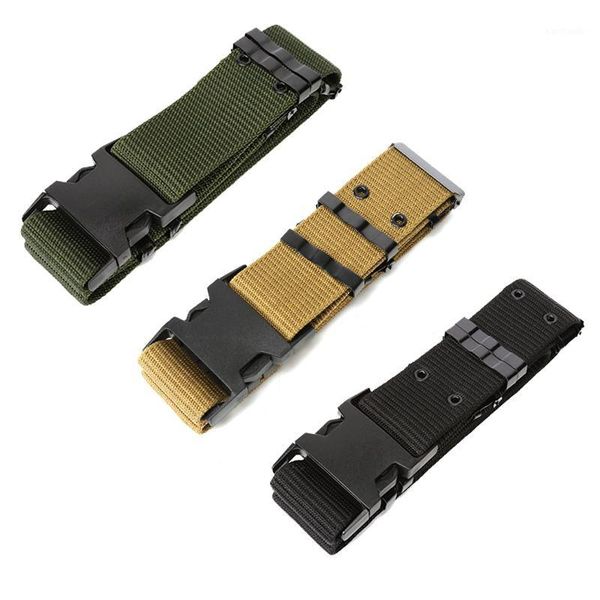 

waist support nylon adjustable tactical belts army belt outdoor metal buckle heavy duty training hunting belt1, Black;gray
