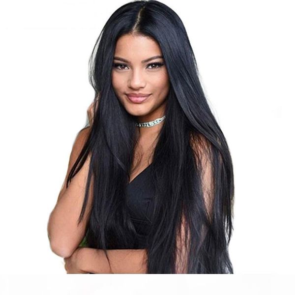 

long straight natural looking hair glueless lace front wig& full hair lace wig for african americans woman 8-18 inch human hair, Black;brown