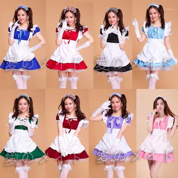

lolita french satin pink sissy maid long cosplay japanese anime kids maid costumes women costume fancy dress uniform1, Silver