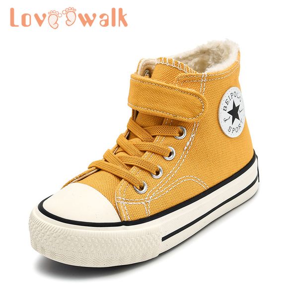 

2019 winter children sneakers toddler canvas shoes yellow black cotton kids girls shoes casual high toe boys sneakers autumn 1029, Black;red