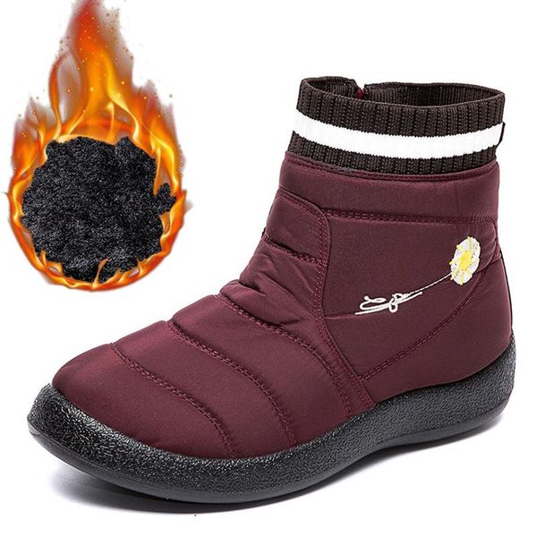 

boots women 2021 winter shoes for ankle keep warm waterproof femmes bottes snow footwear female, Black