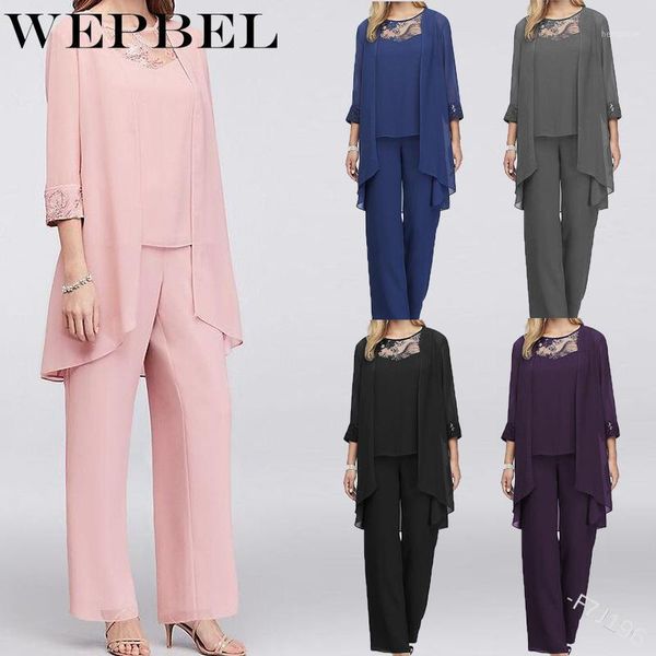 

wepbel spring autumn fashion women blazers suits jacket + shirt + pant suits office lady elegant loose there-piece blazer sets1, Gray