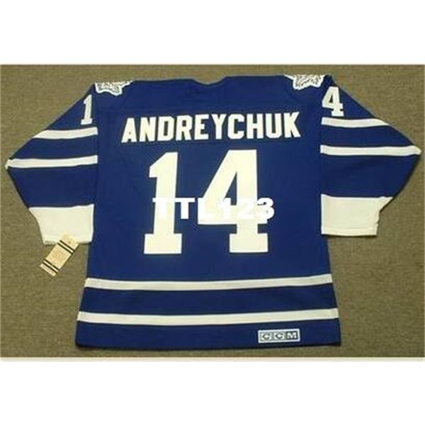 

121s #14 dave andreychuk toronto maple leafs 1993 ccm vintage hockey jersey or custom any name or number retro jersey, Black
