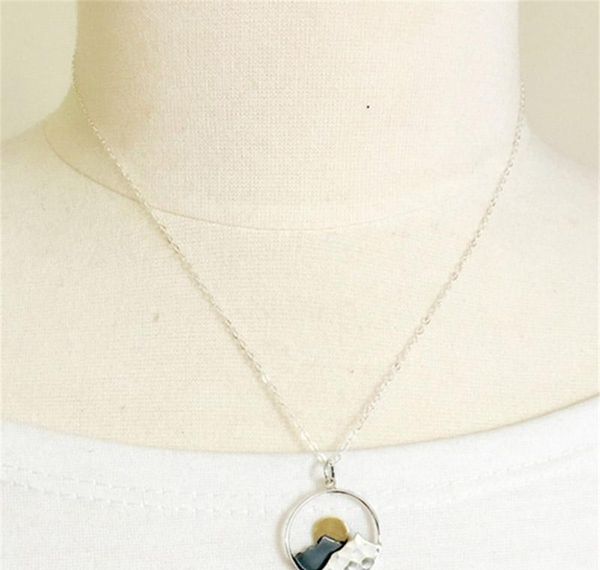 

whole salejephne mountain necklace sunrise moutain circle charm pendant necklaces hiker nature ski gifts the moun bbyboa bde_home, Silver