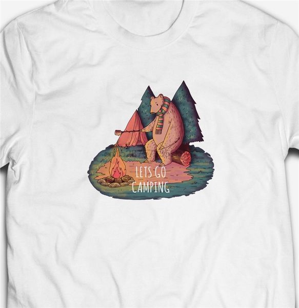 

lets go camping bear in the woods outdoors nature 100 cotton mens summer hoodie designers t shirts sweatshirt