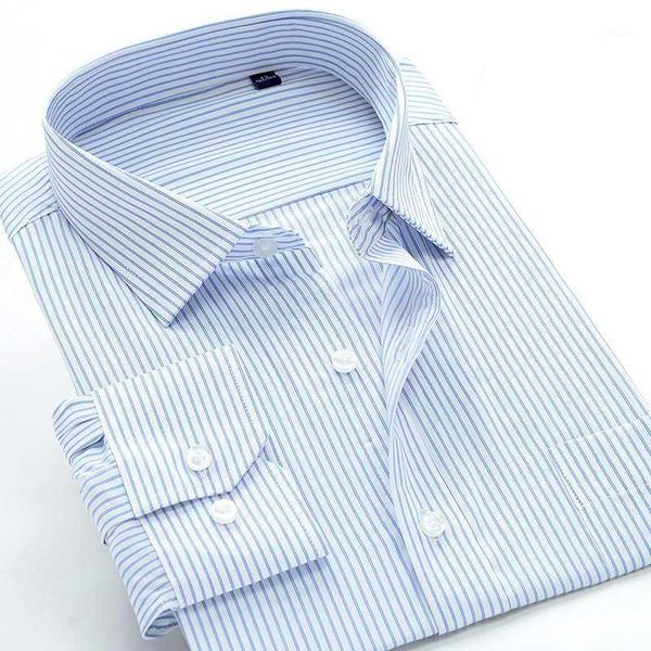 

spring and autumn new long-sleeved shirt business casual fashion solid color classic striped shirt male 6xl 7xl 8xl1, White;black