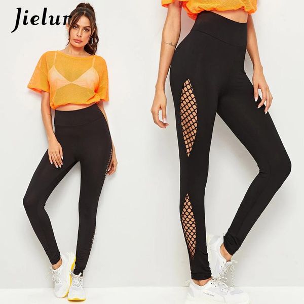 

women's leggings black high waist hollow out mesh casual athleisure skinny women street running gym trousers solid