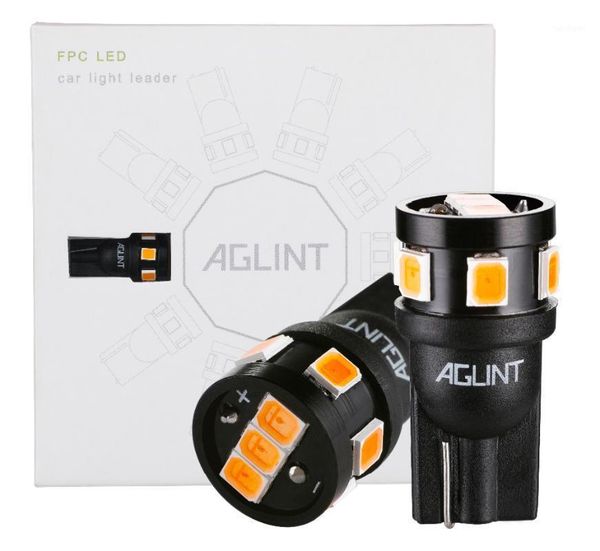 

aglint led t10 bulbs 10pcs amber w5w 168 2825 194 for auto car interior lamps door dome map bulbs reading warm light yellow 12v1