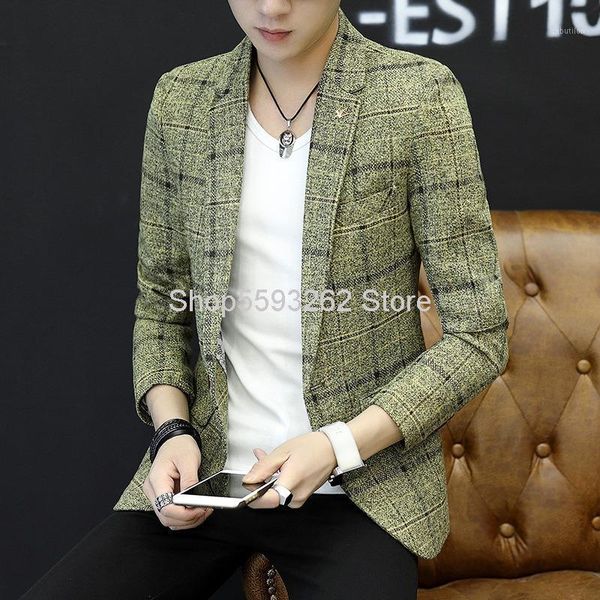 

men's suits & blazers men knitting small suit slim fit youth leisure autumn men's wear grid coat male1, White;black