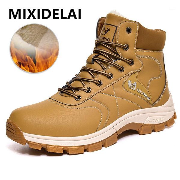 

boots winter men fur warm snow work shoes waterproof ankle outdoor men's sneakers footwear1, Black