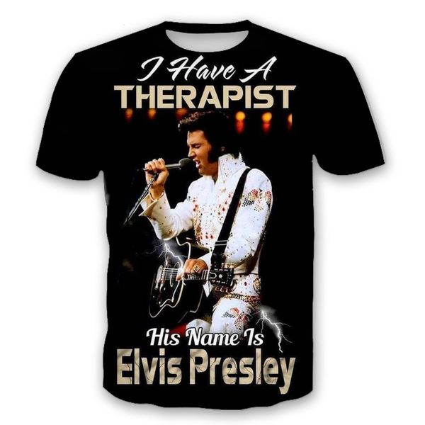 

2021 new arrive popular rap elvis aaron presley 3d printed fashion hip-hop short sleeve casual summer comfortable t-shirt men, White;black