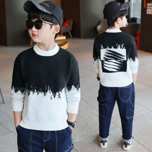 

2020 new 7 children's autumn winter sweater 5 boys' 9 bottomed t-shirt 8 sets for 12-year-old children, Blue