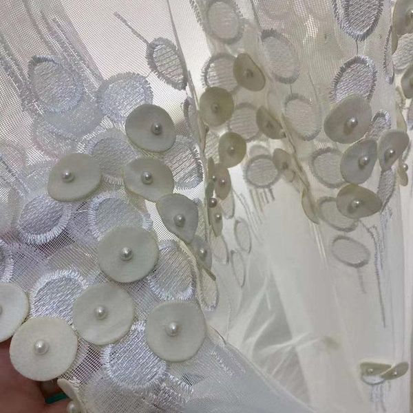 

curtain & drapes high-end embroidered 3d beads white tulle curtains for living room nordic relief gray sheer bedroom window treatments