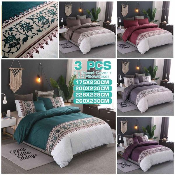 

home ultra soft 3 piece plain printing duvet cover set polyester bed three-pcs noble elegant comfortable duvet cover1