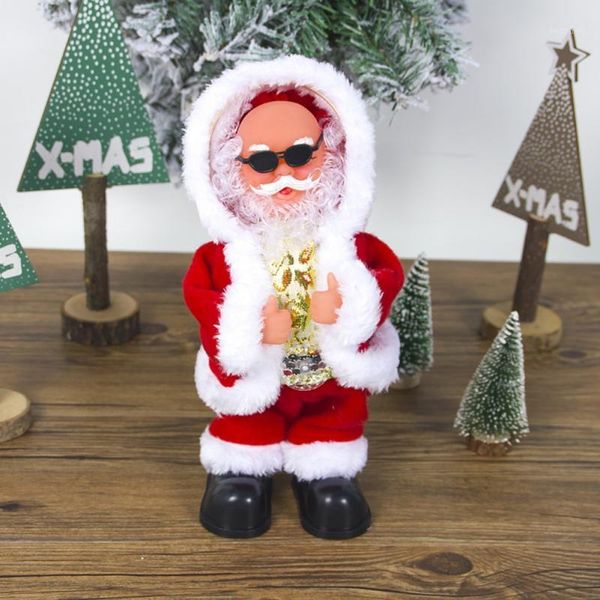

christmas decorations children festival gift cute santa claus dancing singing music toy plush dolls electric toys saxophone guitar #m1