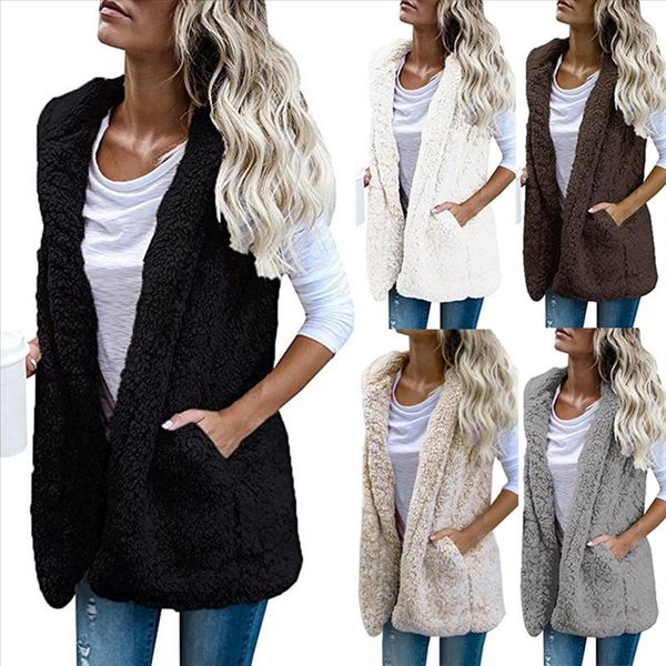 

fashion vest cardigan women winter vest fashion elegant pockets warm outwear womens coat hoodies coats female ladies, Black;white
