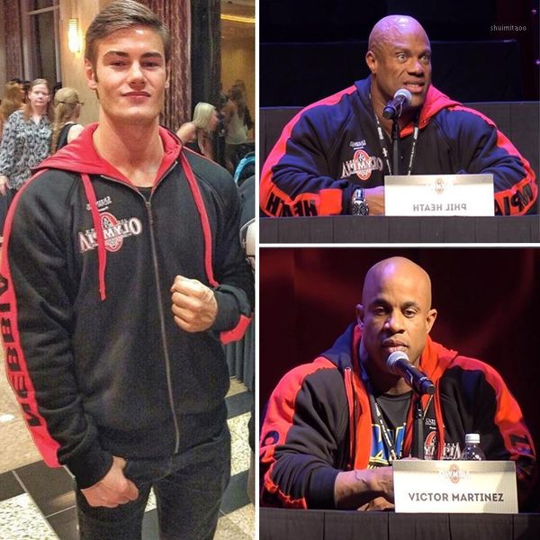 

olympia men gyms hoodies gyms fitness bodybuilding sweatshirt pullover sportswear male workout hooded jacket clothing1, Black