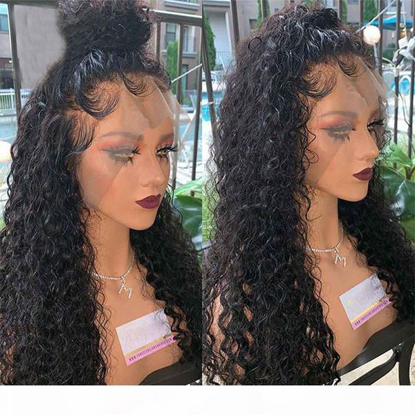 

curly lace front wig full human hair wigs for black women 13x6x1 lace wig pre plucked bleached knots wigs, Black;brown