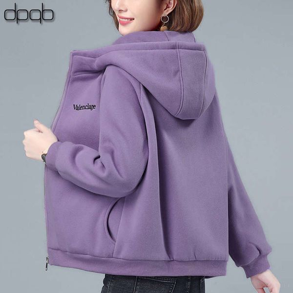 

cashmere thickened sweater women's new autumn / winter hooded loose korean style short zipper cardigan coat, Black