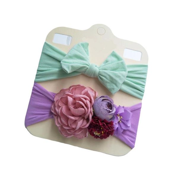 

2pcs набор baby girl оголовье аксессуары для волос хлопок уха кролика тюрбан лук упругие hairband детские принцессы рождество день подарков, Slivery;white