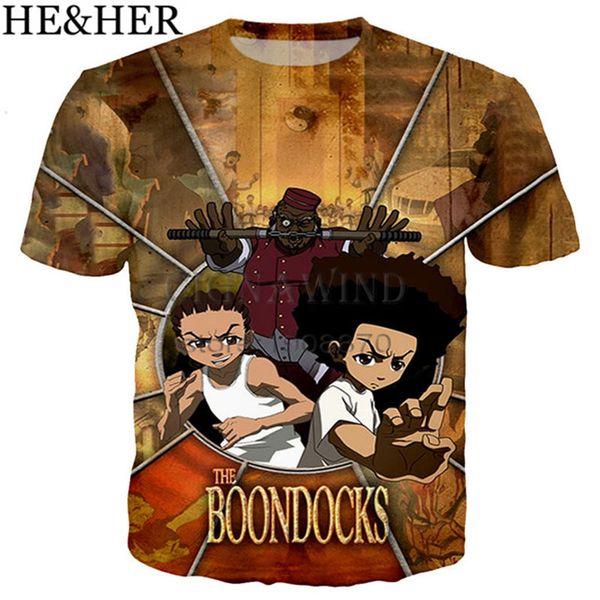 

new design 3d cartoon ptinted the boondocks 3d print shirts harajuku humor comics men clothing