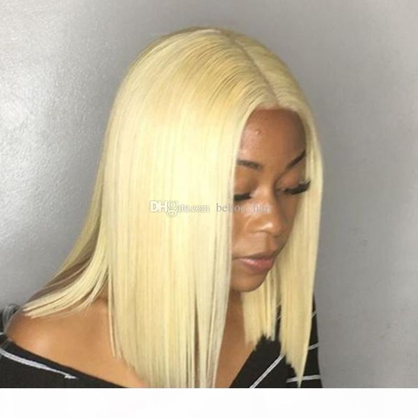 

613 blonde human hair bob wig lace front human hair wigs with baby hair short glueless full lace wigs for white women, Black;brown