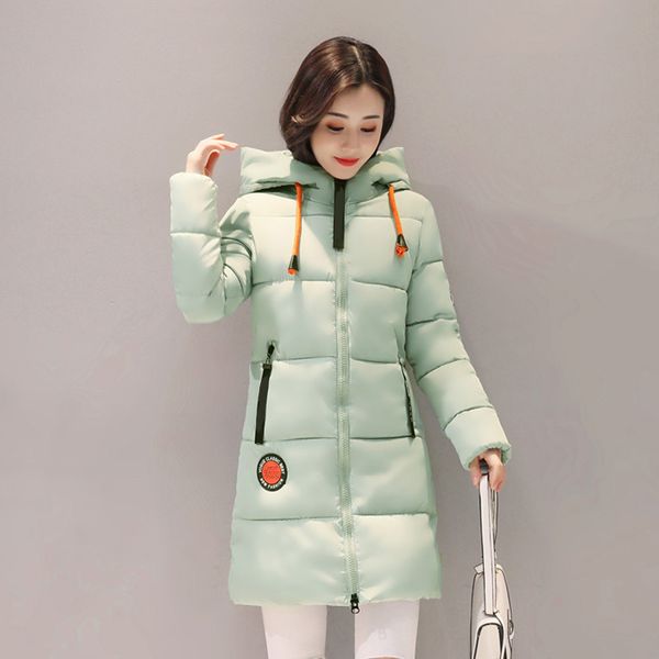 

2021 new winter jacket women thick long womens hooded female outwear coat cotton padded snow wear medium-long casual 4h07, Black