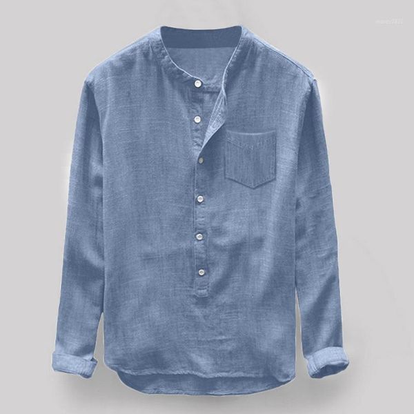 

men's casual shirts men shirt long sleeve fashion mens autumn winter button linen and cotton g301, White;black
