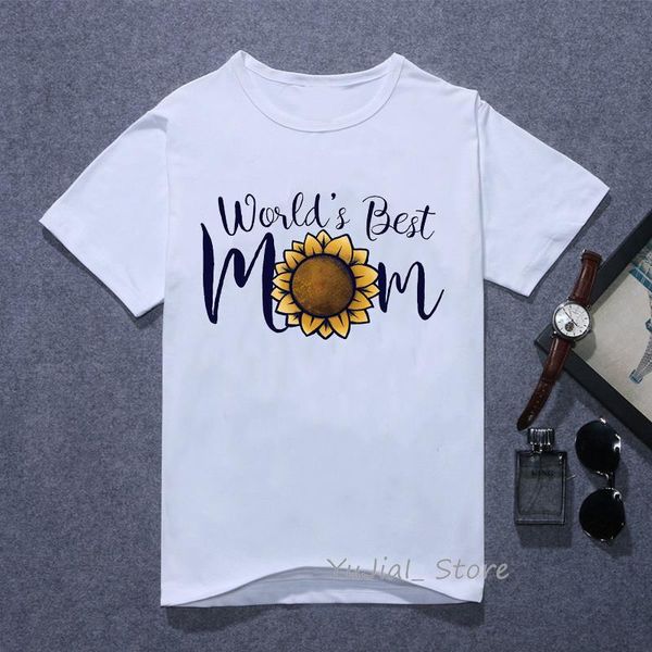 

world's mom sunflower letters print tshirts graphic tees women white super mom tshirt female summer tee shirt femme