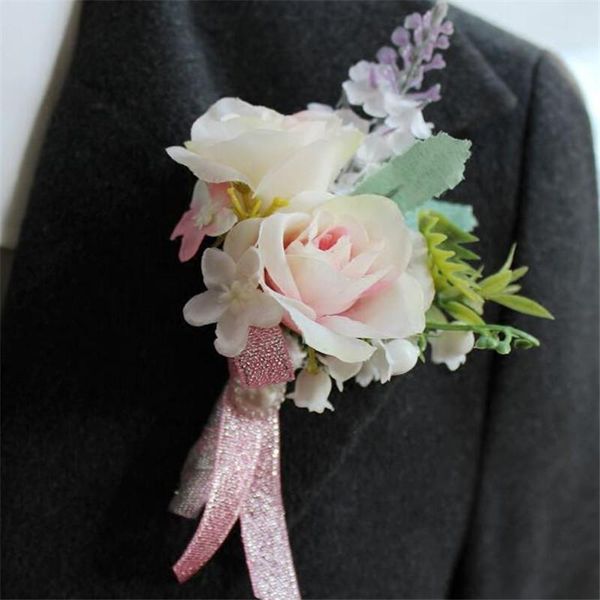 

decorative flowers & wreaths artificial wedding flower man boutonnieres groom groomsman buttonholes father corsage prom party suit accessory
