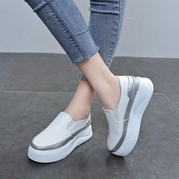 

2020 new korean version of the lazy one pedal thick-soled sponge cake increases the love white shoes women, Black