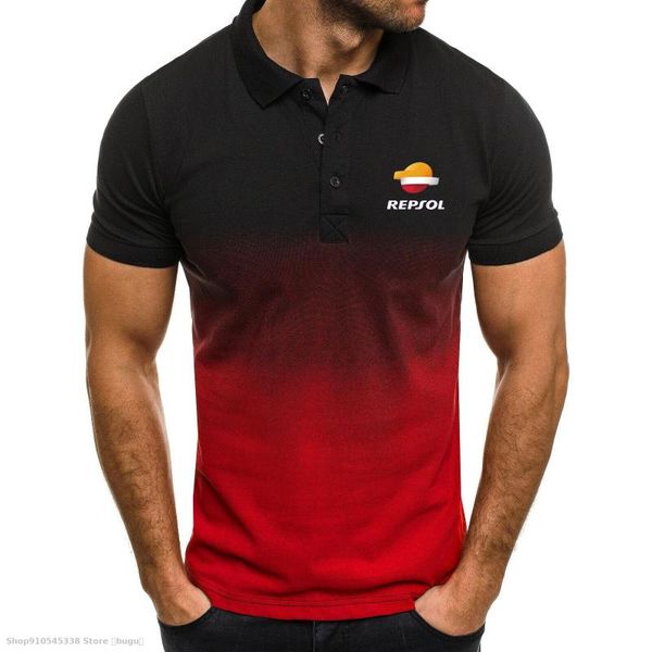 

new polo shirt mens casual motorcycle fit for repsol male clothing men 3d gradient short-sleeved polo shirt