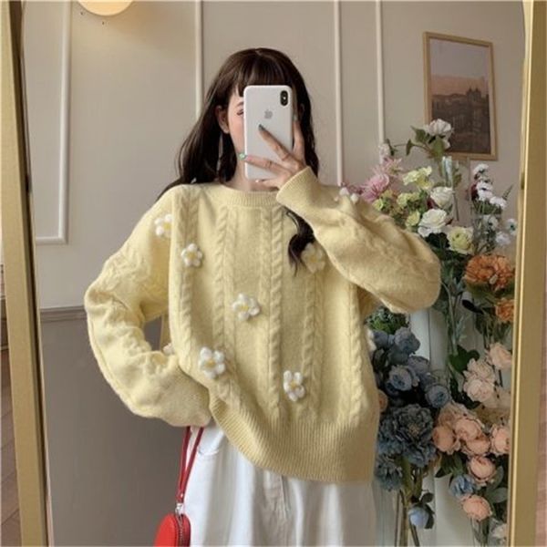 

new 2021 women's jerseys long sleeve mesh-neck sweet flowers lovely pullovers elegant fashion sweater y499 tgwo unl9, White;black