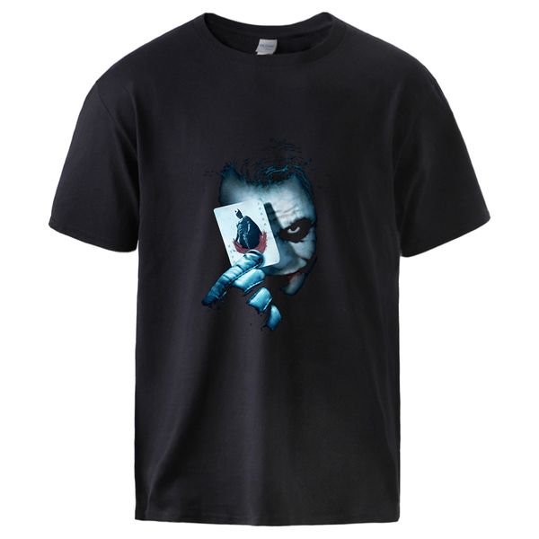 

jokers print summer mens loose casual cool short sleeve round neck outwear streetwear male plus tee hooded sweatshirt hoodie men t shirt