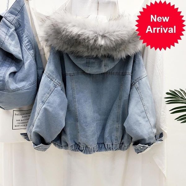 

warm winter new jacket women autumn hooded coat female jeans denim jackets basic ladies women's bomber jacket 2020, Black