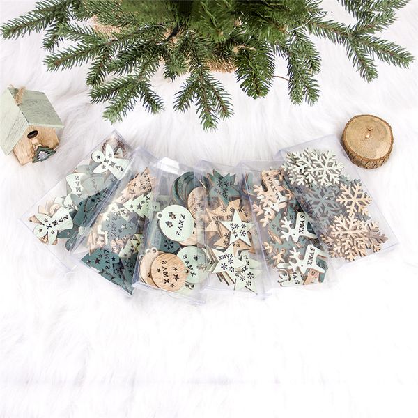 

24pcs diy new year natural wood christmas decoration ornaments pendant hanging gifts crafts xmas tree home wedding decor 63116