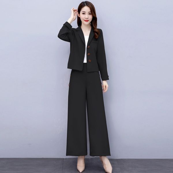 

tgoki women's fashionablecomfortable and elegant 2020 wide k8oyh women's coat autumn new suit coat suit pants pants two-piece wide, Gray