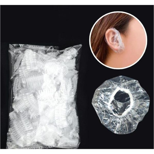 

100 pieces per bag disposable salon clear ear cover ear protection hair dye protect cap hair color styling sqcxsv bdehair