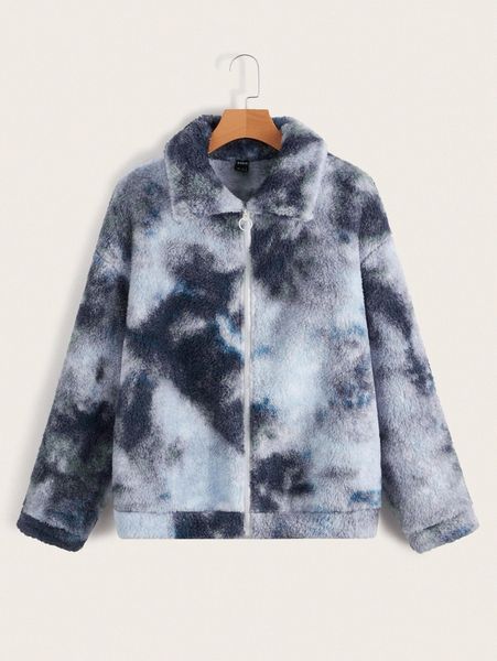 

tie dye fleece jacket v0kt#, Black;brown